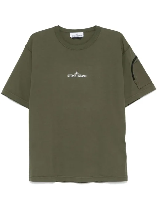 Stone Island logo-print T-shirt khaki