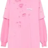 Balenciaga destroyed layered T-shirt blush pink
