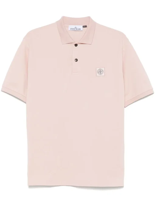 Stone Island piqué cotton polo shirt Antique Rose