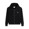 Ami Paris Ami De Coeur Zip-Up Hoodie Black