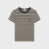 triomphe regular t-shirt in striped jersey black beige