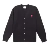 Ami Paris De Coeur Extrafine Merino Wool Cardigan Black