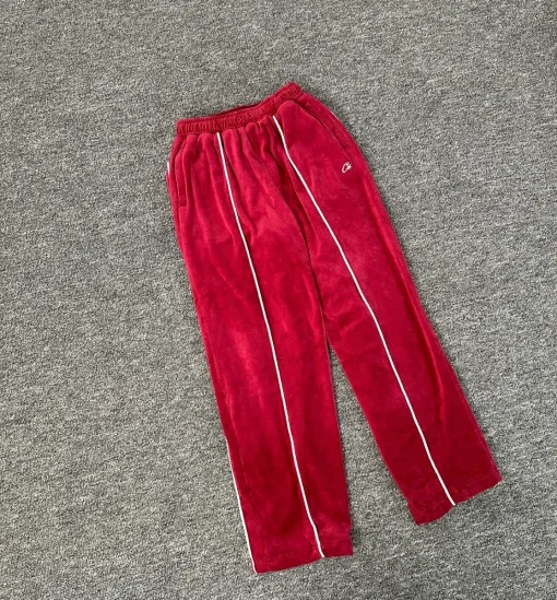 Corteiz CRTZ VVS Uptown Velour Track Pant Red