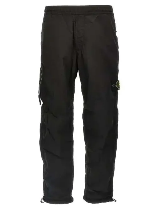 Stone Island logo patch trousers black