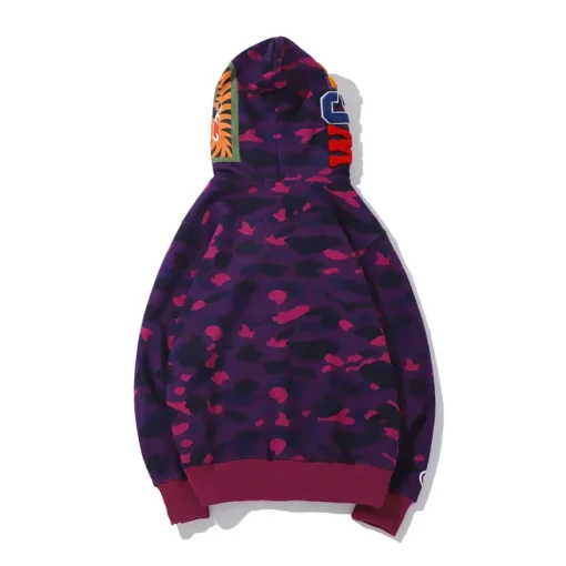 BAPE Camo Shark Full Zip Hoodie Purple