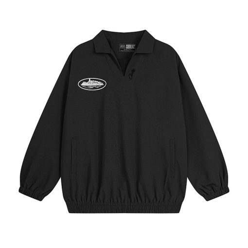 Corteiz Guerillaz Drilltop Tonal Jacket Black