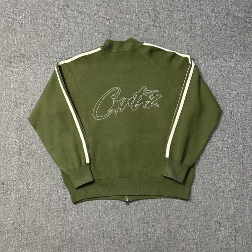 Corteiz Knit Zip Up Fleece Jacket Green