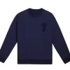 Ami Paris De Coeur Patch Sweatshirt Navy Blue