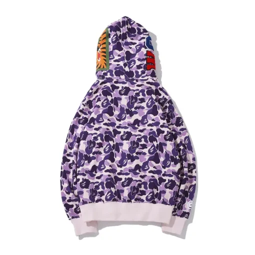 BAPE Shark Head Camouflage Full Zip Hoodie Purple