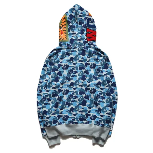 BAPE Shark Head Camouflage Full Zip Hoodie Blue