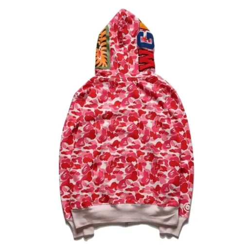 BAPE Shark Head Camouflage Full Zip Hoodie Red