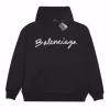 Balenciaga White logo Hoodie Black