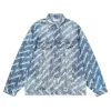 Balenciaga Oversized Logo-Print Denim Jacket Faded Blue