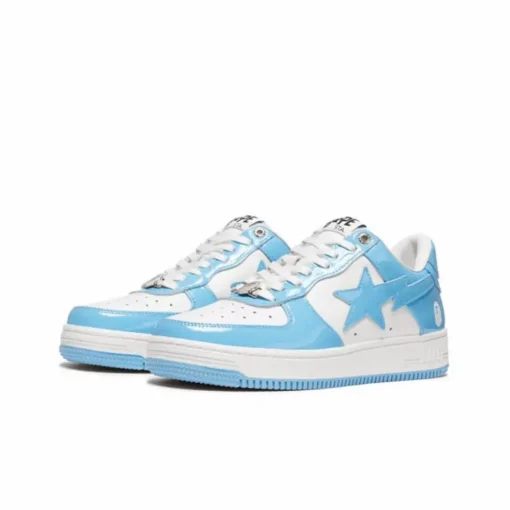 A Bathing Ape Bape Sta Low Blue – Premium White & Blue Patent Leather Streetwear