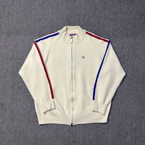 Corteiz Knit Zip Up Fleece Jacket White