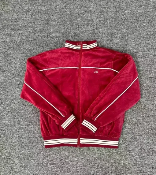 Corteiz CRTZ VVS Uptown Velour Track Jacket Red