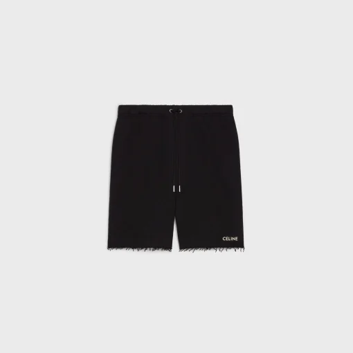 celine shorts in cotton fleece black