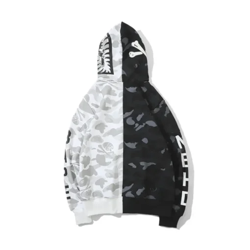 BAPE Shark Head Full Zip Hoodie White And Black