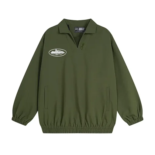 Corteiz Guerillaz Drilltop Tonal Jacket Olive