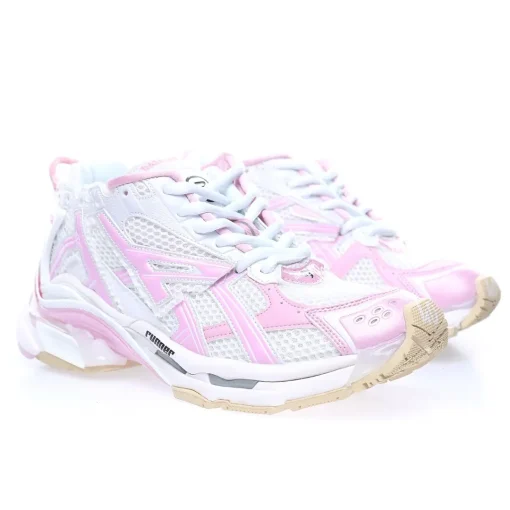 BALENCIAGA Runner Sneaker White Pink – Iconic 90s Retro Technical Mesh Luxury Runner
