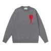 Ami Paris Sweater Grey with big Red Heart