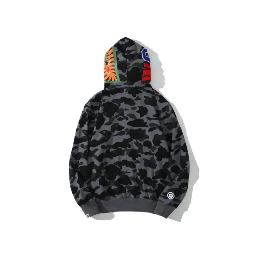 BAPE Classic Shark Head Terry Full Zip Hoodie Gray