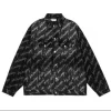 Balenciaga Allover Logo Oversized Jacket Black