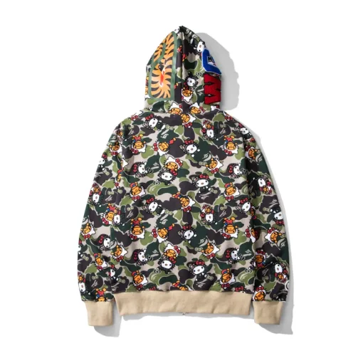 BAPE Shark Head Camouflage Full Zip Hoodie Green