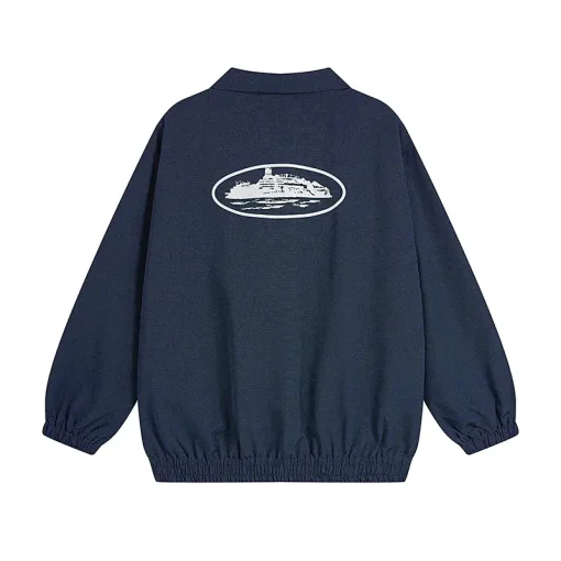 Corteiz Guerillaz Drilltop Tonal Jacket Navy Blue