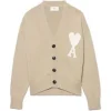 Ami Paris Ami De Coeur Boxy Fit Cardigan Beige/White