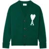 Ami Paris Ami De Coeur Merino Wool Oversize Cardigan Green/White