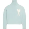 Ami Paris Cloudy Wool Ami De Coeur Sweater Aquamarine/Ivory