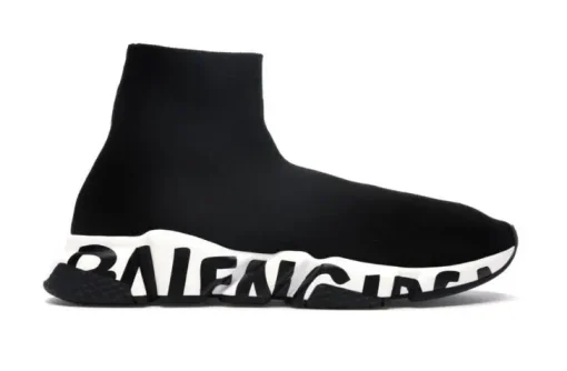 Balenciaga Speed Trainer Graffiti Black – Iconic All Black Sock Sneakers with Logo Sole