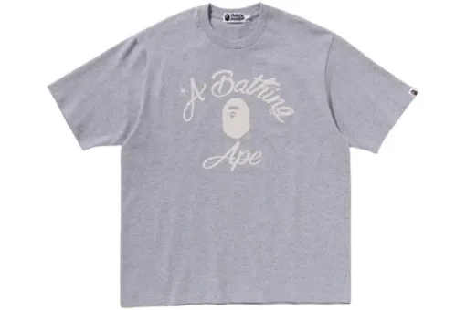 BAPE Chain Stitch College Relaxed Fit Tee Grey