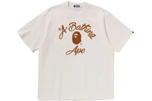 BAPE Chain Stitch College Relaxed Fit Tee Ivory