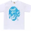BAPE Flame Ape Head Tee White/Blue