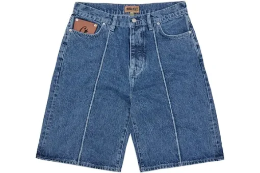Corteiz C-Star Denim Shorts Faded Blue