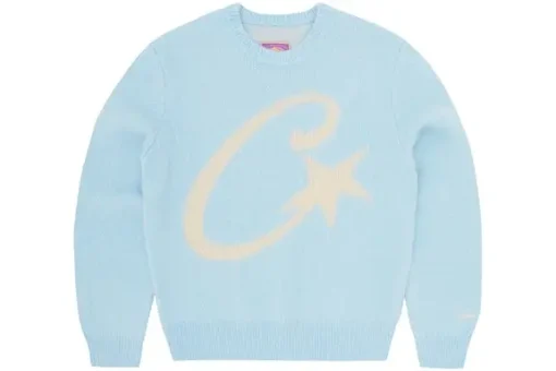 Corteiz C Star Mohair Knit Sweater Baby Blue