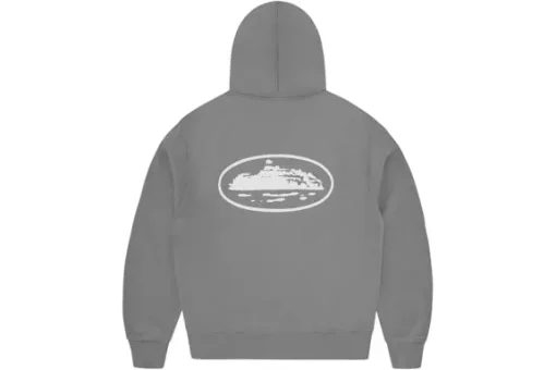 Corteiz Island Puff Print Zip Hoodie Gully Grey