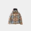 Checkered hooded down jacket