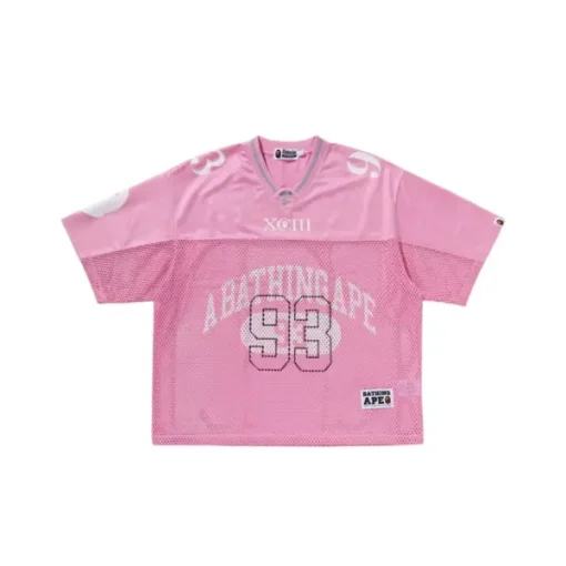 BAPE Line Camo Multi Logo Relaxed Fit Football Jersey Pink