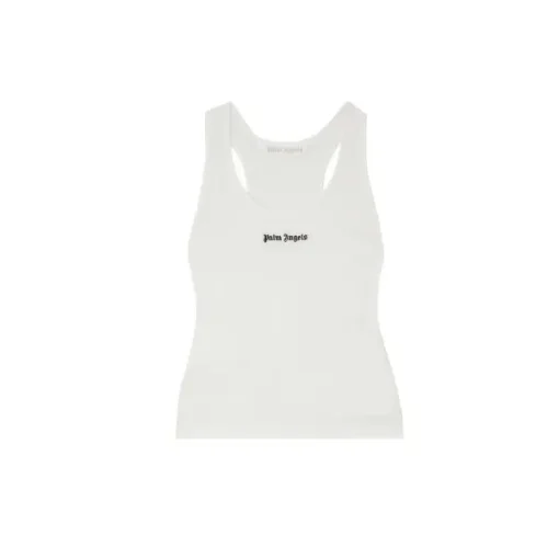 Palm Angels Classic Logo Rib Tank “White/Black