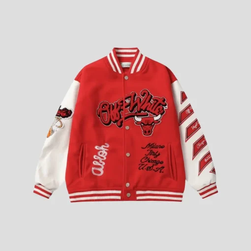 Off-White Chicago Bulls Varsity Jacket Red & White