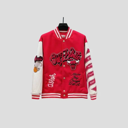 Off-White Chicago Bulls Varsity Jacket Red