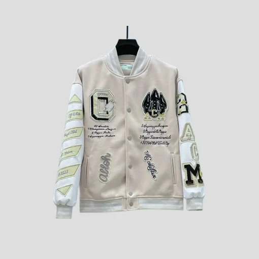 Off-White Varsity Jacket Cream Color