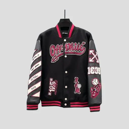 Off-White Graphics Leather Varsity Red/Black/White