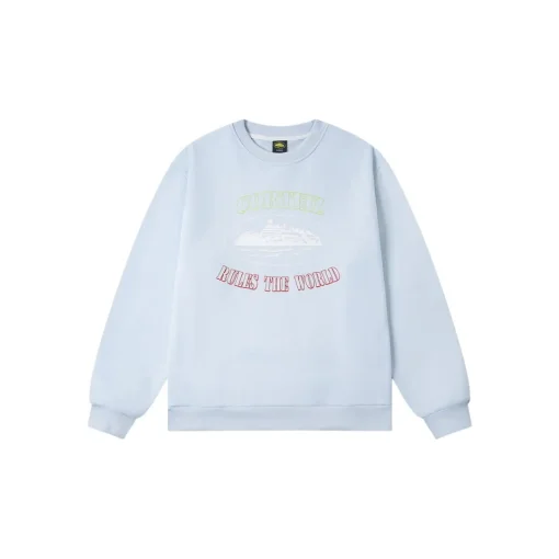 Corteiz Alcatraz Classic Letter Logo Print Casual Fleece Sweatshirt Light Blue