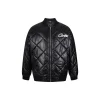 Corteiz Devil’s Island Winter Diamond Pattern Down Cotton Jacket Black