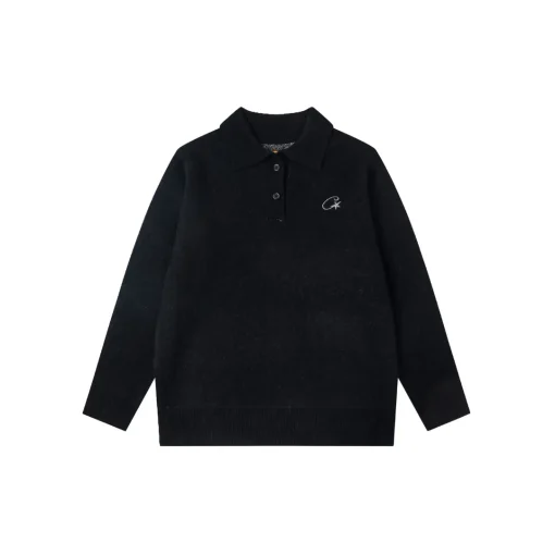 Corteiz Mohair Fuzzy Sweater Black