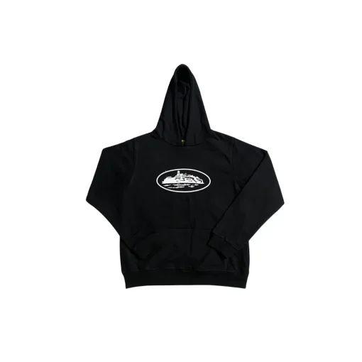 Corteiz Alcatraz Hoodie Black With White Monogram